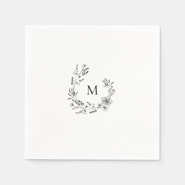 Elegant Crest Monogram Wedding Napkin (Front)