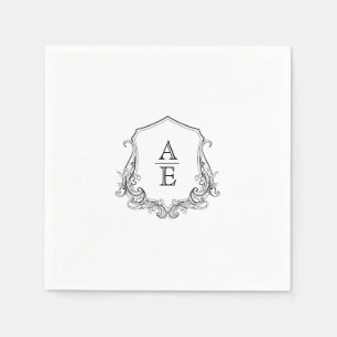 Elegant Crest Monogram Wedding Napkin