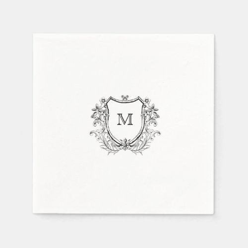 Elegant Crest Monogram Wedding Napkin
