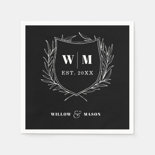 Elegant Crest Monogram Wedding Napkins