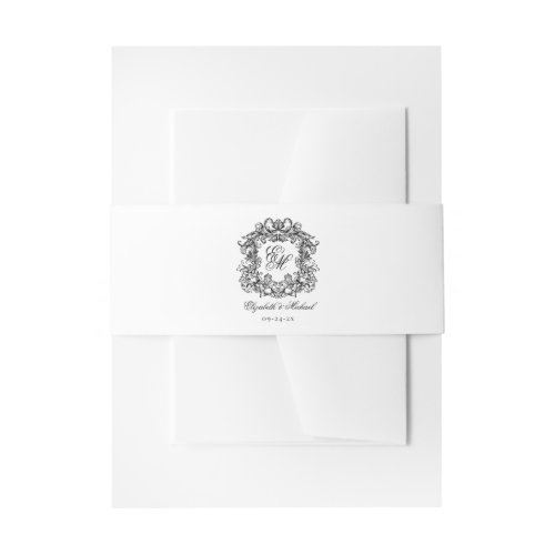 Elegant Crest Script Monogram Wedding Invitation Belly Band