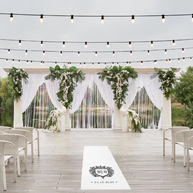 Elegant Crest Wedding Aisle Runner area rug | Zazzle