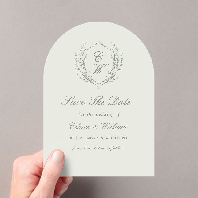 Elegant Crest Wreath Save the Date (Insitu (Handheld))