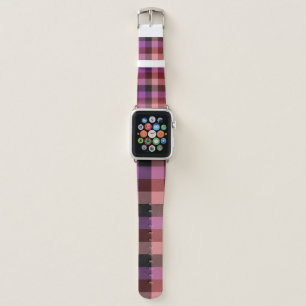 Elegant crimson and plum plaid seamless pattern apple watch band