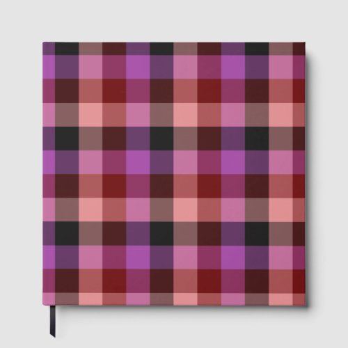 Elegant crimson and plum plaid seamless pattern  guest book