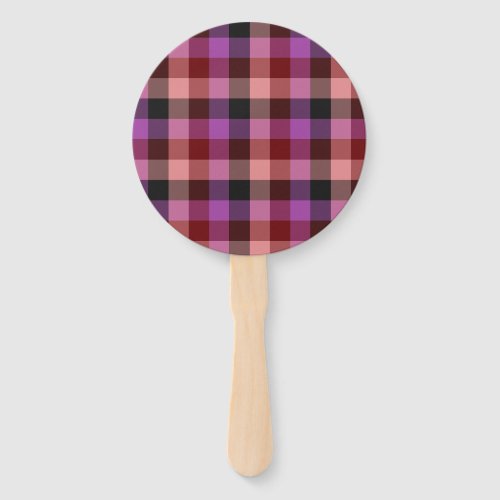 Elegant crimson and plum plaid seamless pattern hand fan