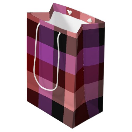 Elegant crimson and plum plaid seamless pattern medium gift bag