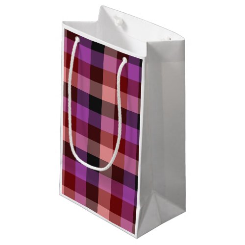 Elegant crimson and plum plaid seamless pattern small gift bag