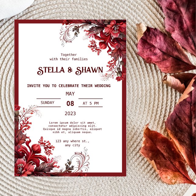  Elegant Crimson Blooms: A Love Blossom Invitation (Creator Uploaded)