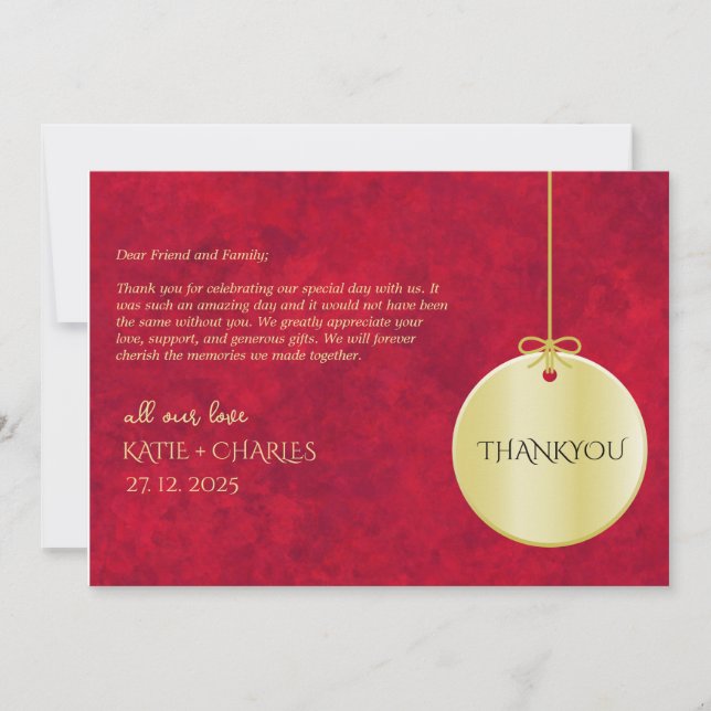 Elegant Crimson gold luxury royal Thank you card (Front)