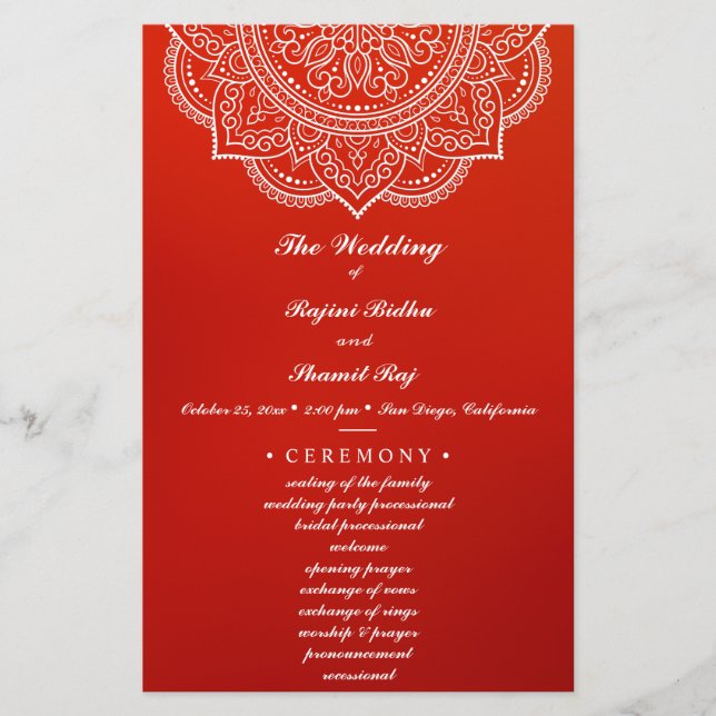 Elegant Crimson Indian Paisley Wedding Ceremony (Front)