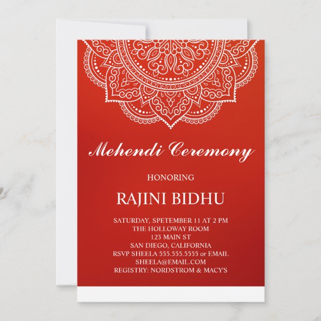 Elegant Crimson Paisley Indian Mehndi Ceremony (Front)