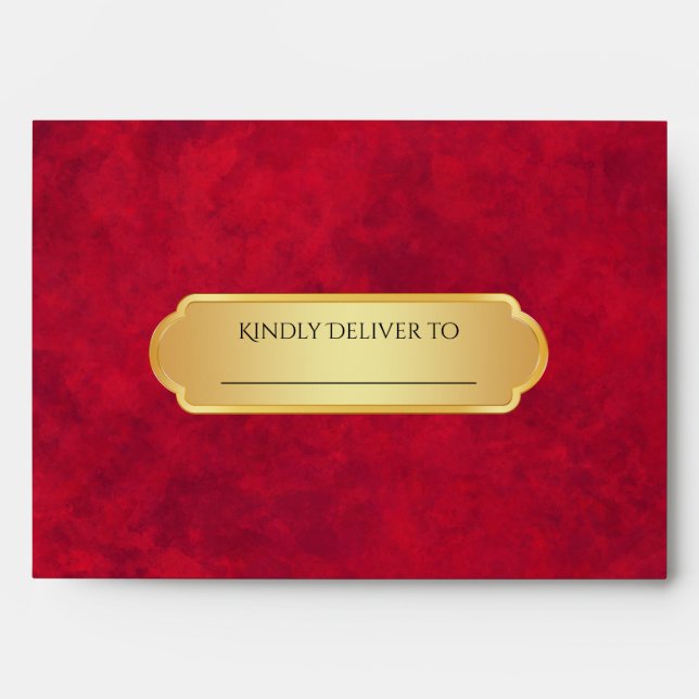 Elegant Crimson red Gold Luxury Royal  Envelope (Front)