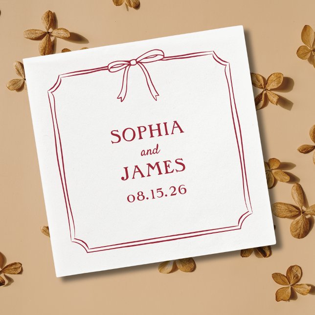 Elegant Crimson Red Simple Classic Bow Wedding Napkins (Creator Uploaded)