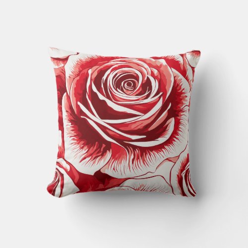 Elegant Crimson Rose Vector Logo  Throw Pillow