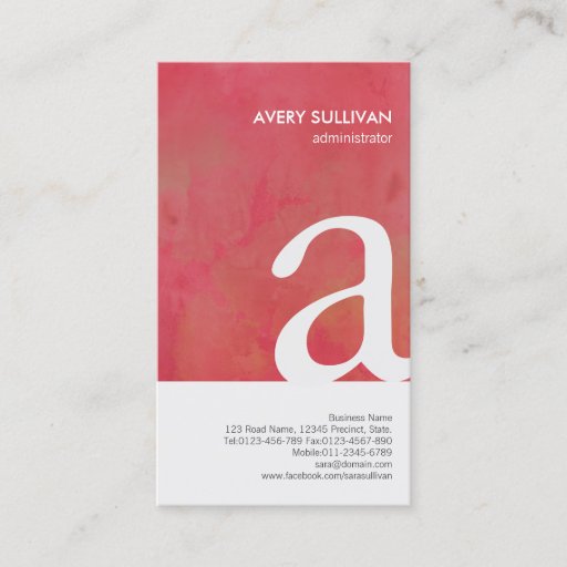 Customizable Elegant Crimson Watercolor Monogram Business Card