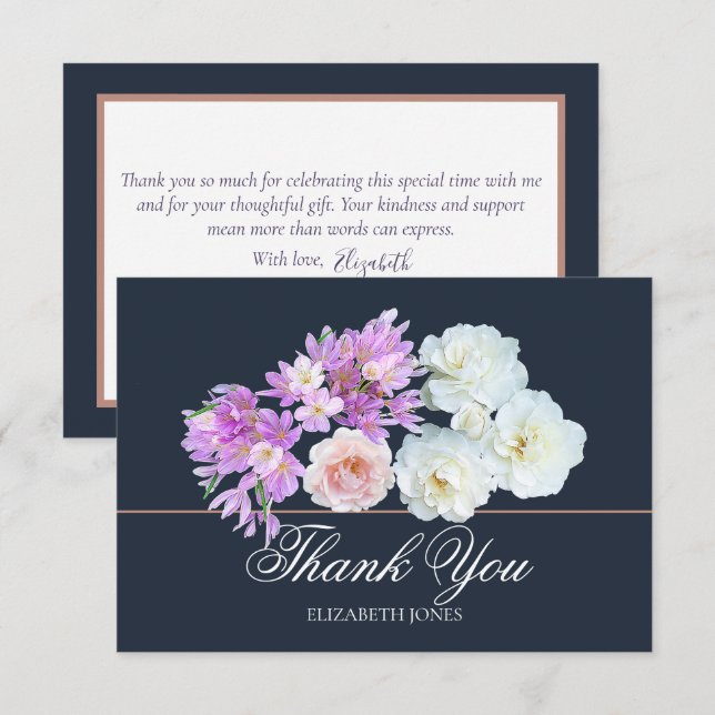 Elegant Crocus & Rose Bridal Shower Thank You Card (Front/Back)