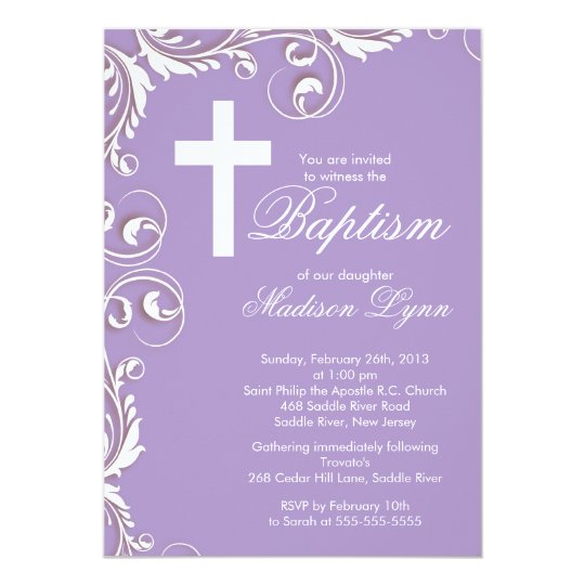 elegant cross baby girl baptism christening invitation zazzle com