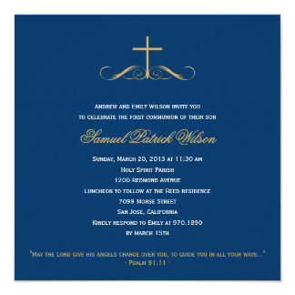 Elegant Cross Baptism/Christening/First Communion Card