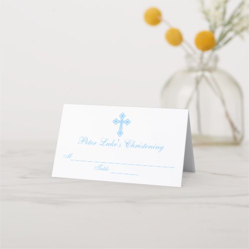 Elegant Cross Baptism Custom Place Card