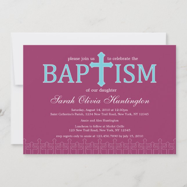 Elegant Cross Baptism Invitation (Front)