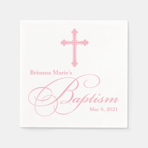 Elegant  Cross Baptism Personalized Napkin