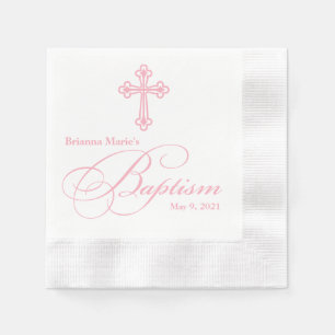 Elegant Cross Baptism Personalized Napkin