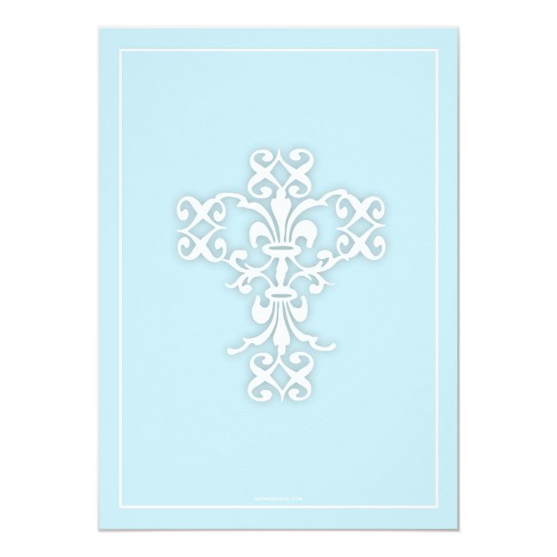 Elegant Cross Blue Baby Boy Christening Invitation