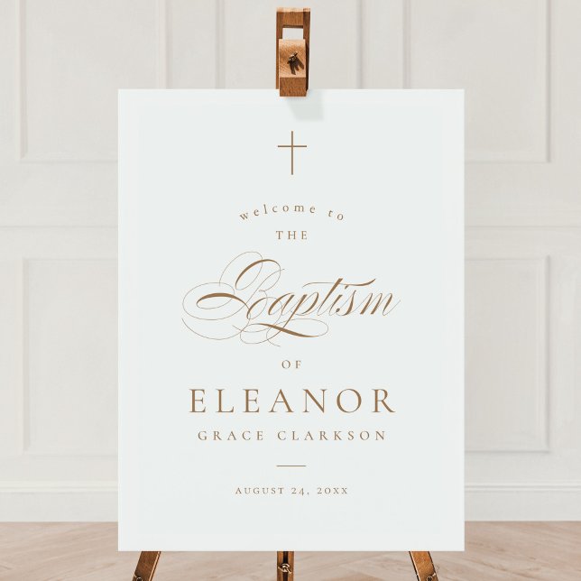 Elegant Cross Calligraphy Baptism Welcome Sign (Creator Uploaded)