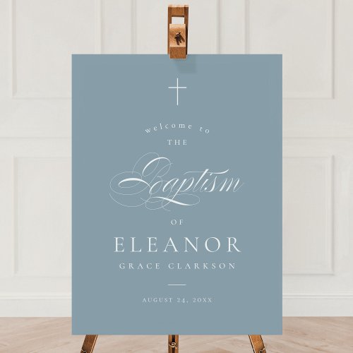 Elegant Cross Calligraphy Baptism Welcome Sign