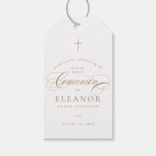 Elegant Cross Calligraphy Communion Favor Gift Tags