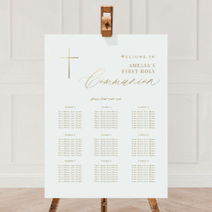 Elegant Cross Calligraphy Communion Seating Chart Foam Board