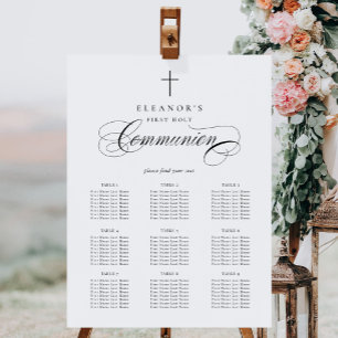 Elegant Cross Calligraphy Communion Seating Chart Foam Board