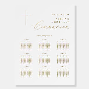 Elegant Cross Calligraphy Communion Seating Chart Foam Board