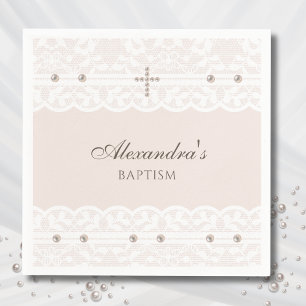 Elegant Cross Christening Christian Baptism Napkins