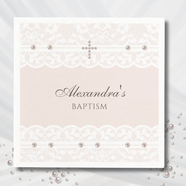 Elegant Cross Christening Christian Baptism Napkins (Creator Uploaded)