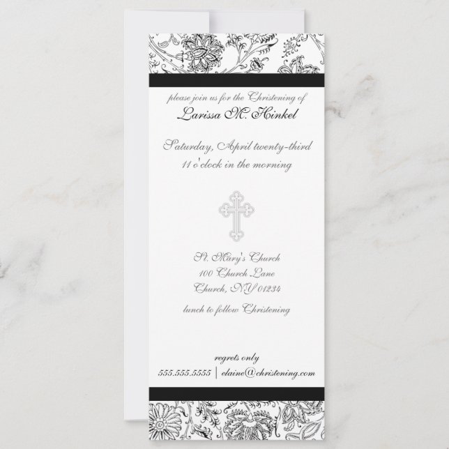 Elegant Cross Christening Invitations (Front)