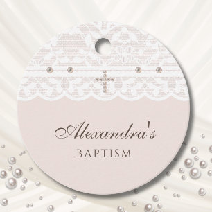 Elegant Cross Christian Baptism Thank You Favor Tags