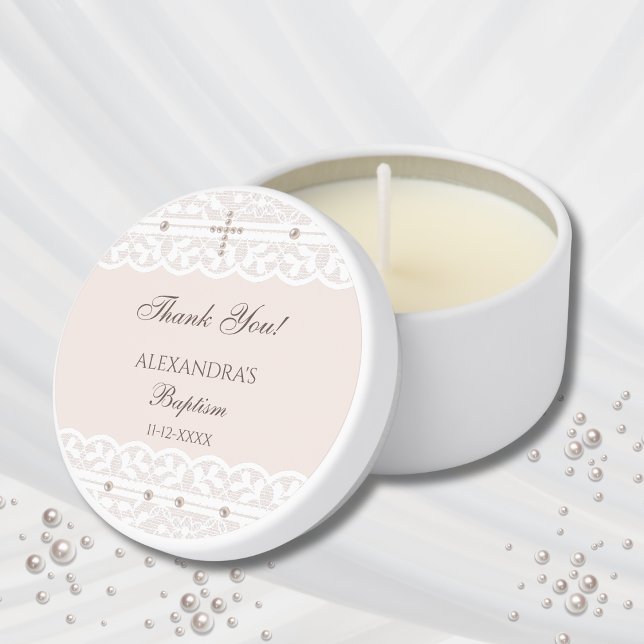 Elegant Cross Christian Baptism Thank You Mini Candle Favors (Creator Uploaded)