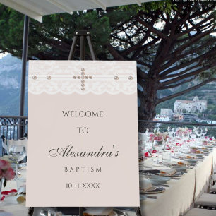 Elegant Cross Christian Baptism Welcome Sign