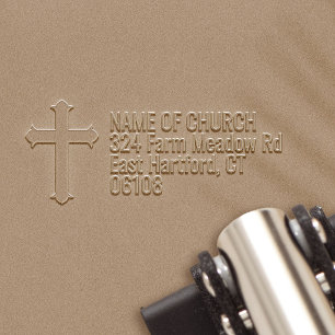 Elegant Cross Church Christian Address Embosser