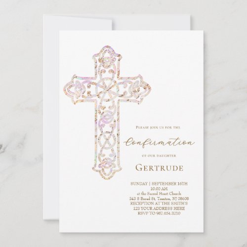 elegant cross Confirmation Invitation