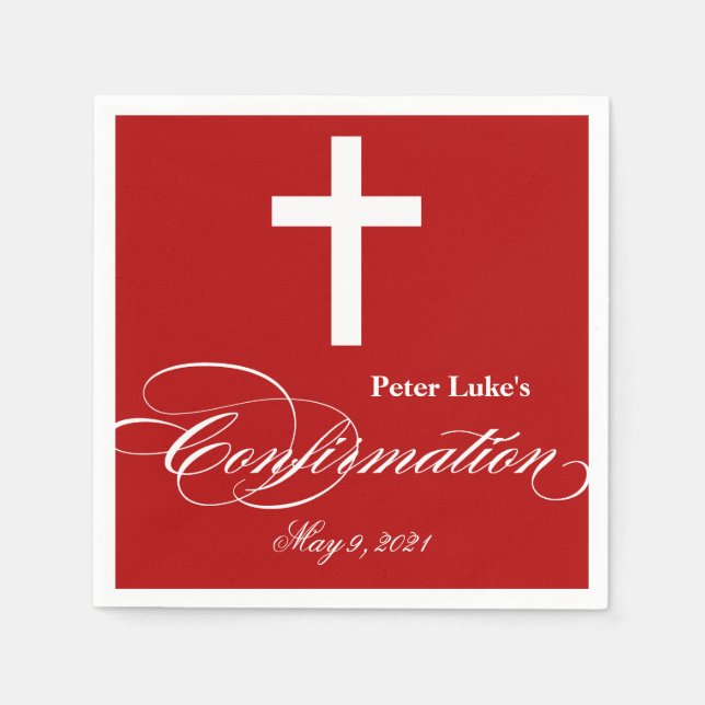 Elegant  Cross Confirmation Personalized Napkin (Front)