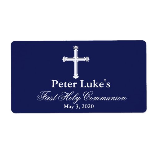 Elegant Cross First Communion Favor Labels