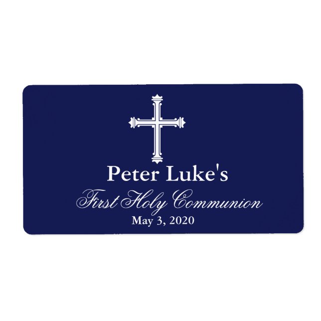 Elegant Cross First Communion Favor Labels (Front)