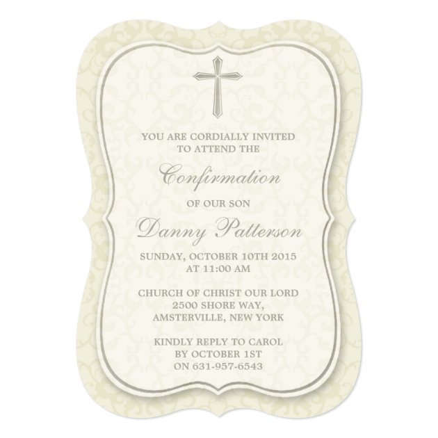Elegant Cross Holy Communion Or Confirmation Invitation
