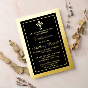 Elegant Cross Holy Communion Or Confirmation Real Foil Invitation