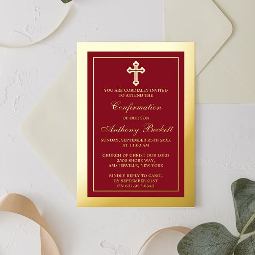 Elegant Cross Holy Communion Or Confirmation Real Foil Invitation