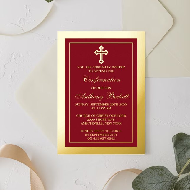 Elegant Cross Holy Communion Or Confirmation Real Foil Invitation (Creator Uploaded)