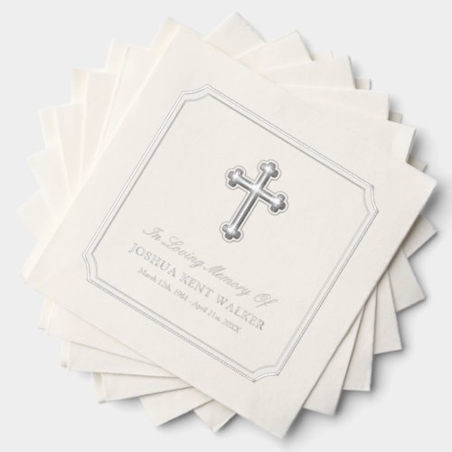 Elegant Cross In Loving Memory Silver Foil Funeral